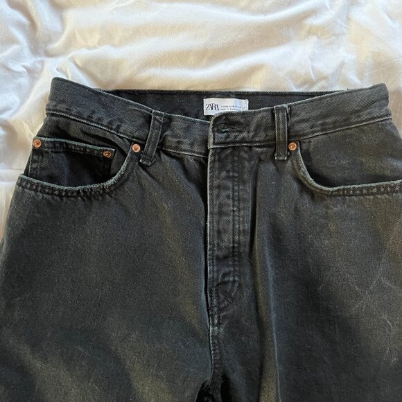 Zara High-waisted Straight Jeans Black Size 12 - Picture 9 of 15